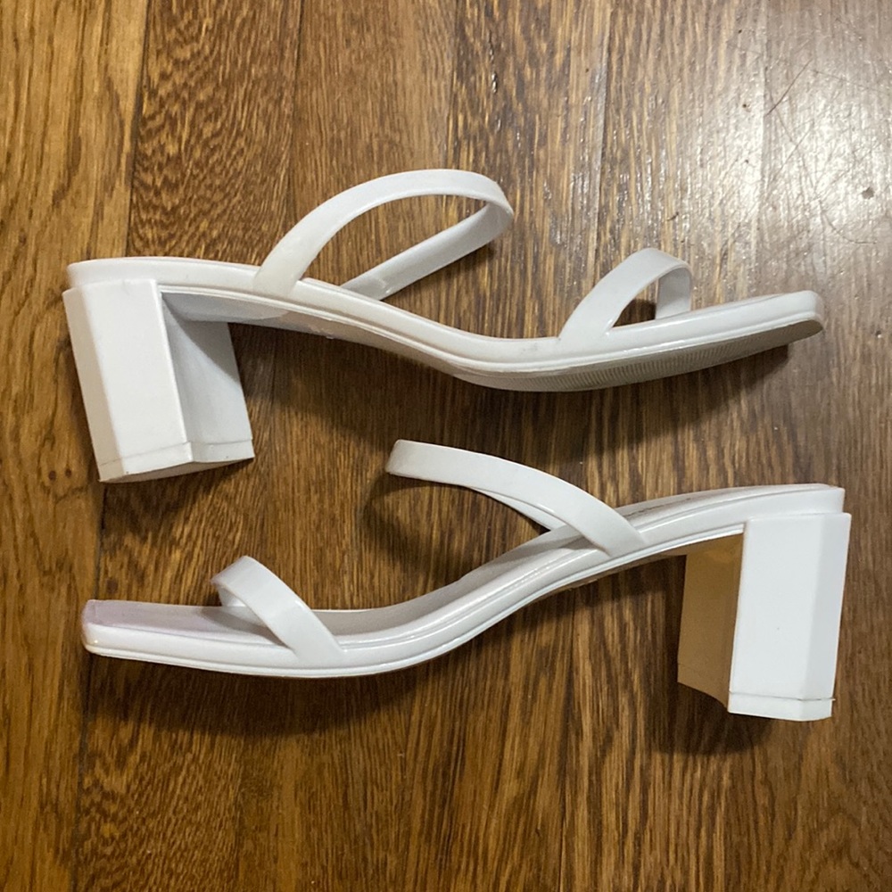 Jeffrey Campbell white slip on block heel